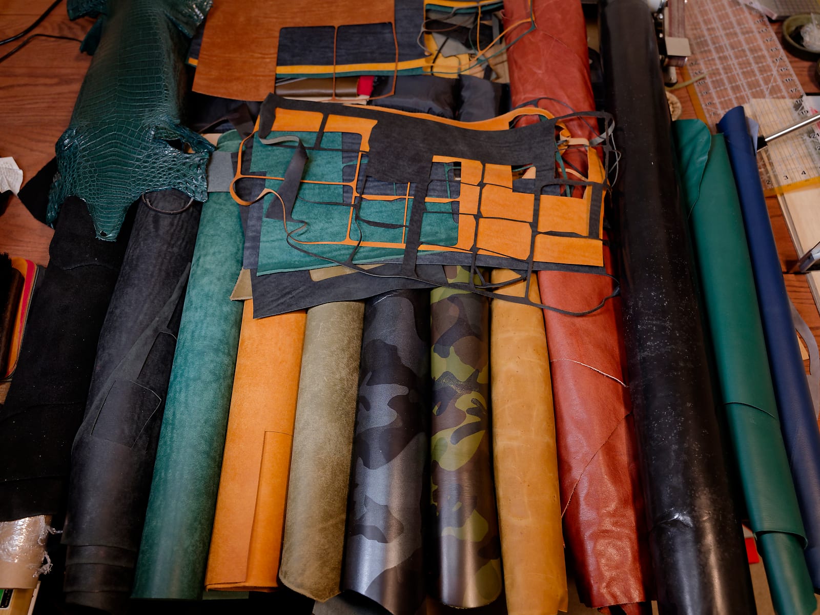 Full-grain Italian and French leather hides